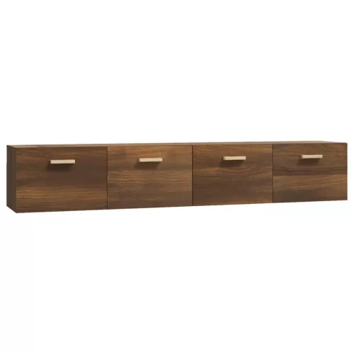 2 db barna tölgy színű szerelt fa faliszekrény 100x36,5x35 cm