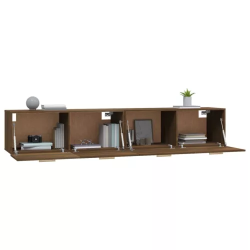 2 db barna tölgy színű szerelt fa faliszekrény 100x36,5x35 cm