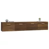 2 db barna tölgy színű szerelt fa faliszekrény 100x36,5x35 cm