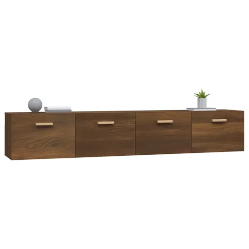 2 db barna tölgy színű szerelt fa faliszekrény 100x36,5x35 cm