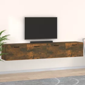   2 db füstös tölgy színű szerelt fa faliszekrény 100x36,5x35 cm