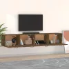 2 db füstös tölgy színű szerelt fa faliszekrény 100x36,5x35 cm