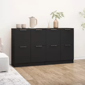 2 db fekete szerelt fa tálalóasztal 60 x 30 x 70 cm