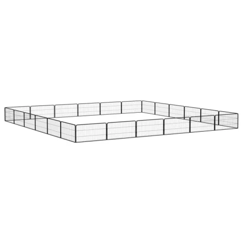 24 paneles fekete porszórt acél kutyakennel 100 x 50 cm