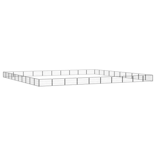 40-paneles fekete porszórt acél kutyakennel 100 x 50 cm