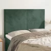 Sötétzöld bársony fejtámla 144x5x118/128 cm