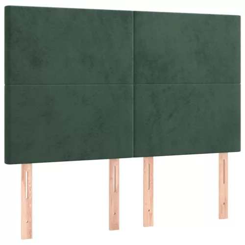 Sötétzöld bársony fejtámla 144x5x118/128 cm