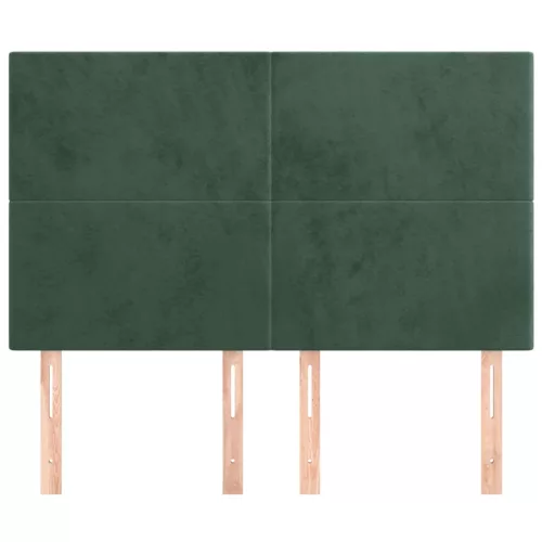 Sötétzöld bársony fejtámla 144x5x118/128 cm