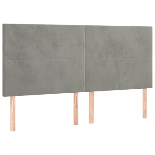 Világosszürke bársony fejtámla 160x5x118/128 cm