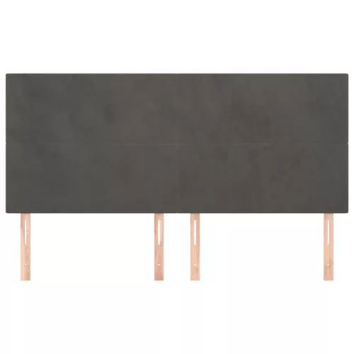 Sötétszürke bársony fejtámla 160x5x118/128 cm