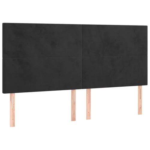 Fekete bársony fejtámla 160x5x118/128 cm