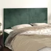 Sötétzöld bársony fejtámla 160x5x118/128 cm