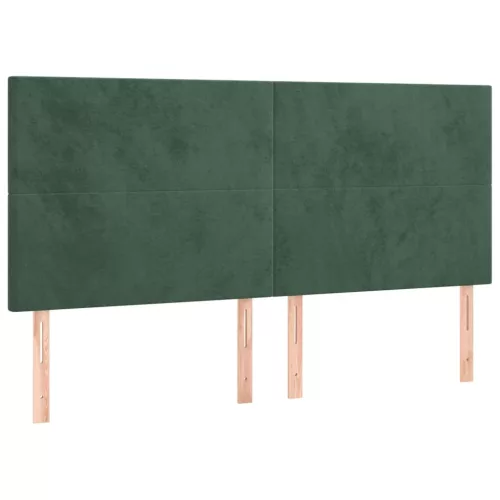 Sötétzöld bársony fejtámla 160x5x118/128 cm