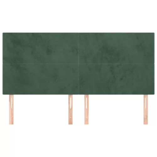 Sötétzöld bársony fejtámla 160x5x118/128 cm