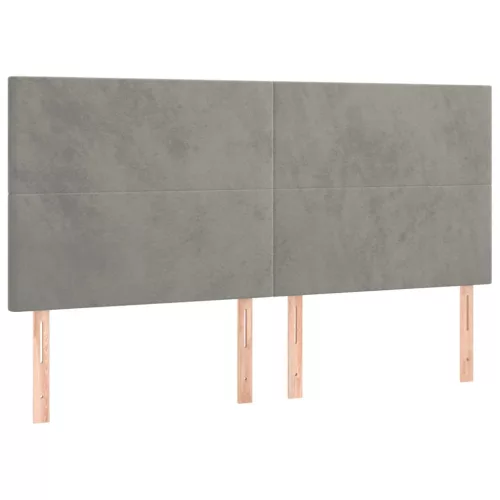 Világosszürke bársony fejtámla 180x5x118/128 cm