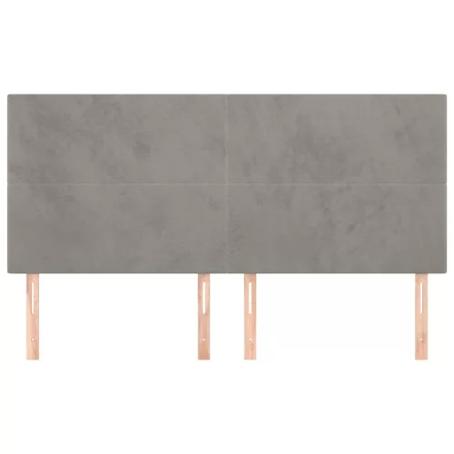 Világosszürke bársony fejtámla 180x5x118/128 cm