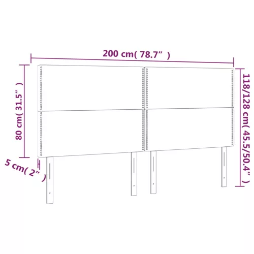 Sötétszürke szövet fejtámla 200 x 5 x 118/128 cm