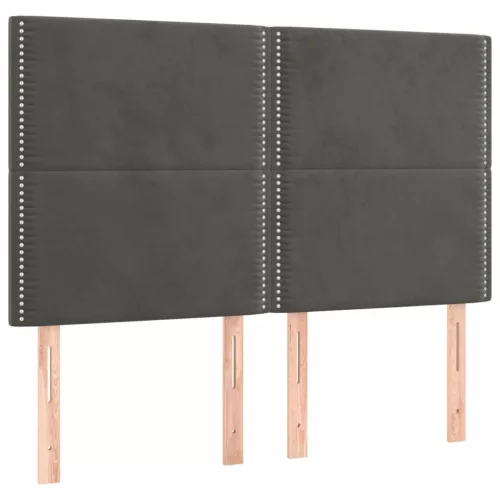 Sötétszürke bársony fejtámla 144x5x118/128 cm