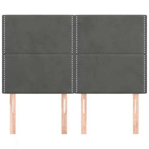 Sötétszürke bársony fejtámla 144x5x118/128 cm