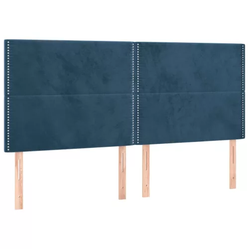 Sötétkék bársony fejtámla 180x5x118/128 cm