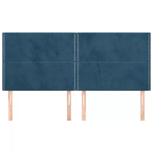 Sötétkék bársony fejtámla 180x5x118/128 cm
