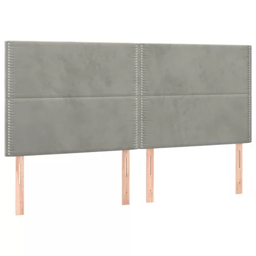 Világosszürke bársony fejtámla 200 x 5 x 118/128 cm