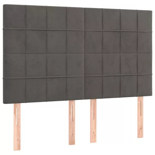 Sötétszürke bársony fejtámla 144x5x118/128 cm