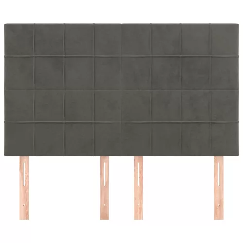 Sötétszürke bársony fejtámla 144x5x118/128 cm