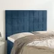 Sötétkék bársony fejtámla 144x5x118/128 cm