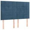 Sötétkék bársony fejtámla 144x5x118/128 cm