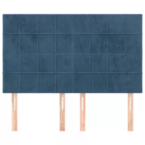 Sötétkék bársony fejtámla 144x5x118/128 cm