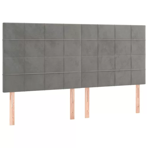 Világosszürke bársony fejtámla 160x5x118/128 cm