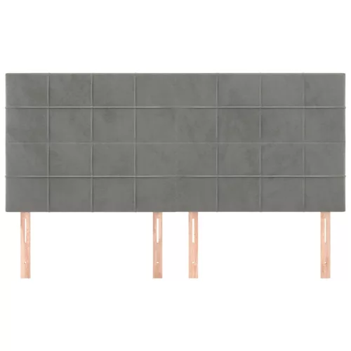 Világosszürke bársony fejtámla 160x5x118/128 cm