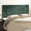 Sötétzöld bársony fejtámla 180x5x118/128 cm