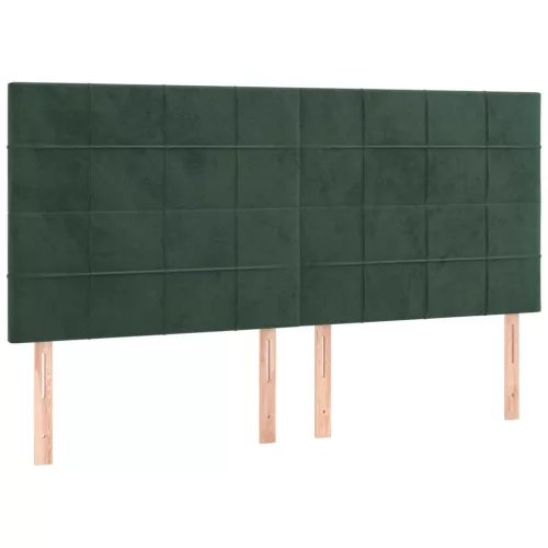 Sötétzöld bársony fejtámla 180x5x118/128 cm