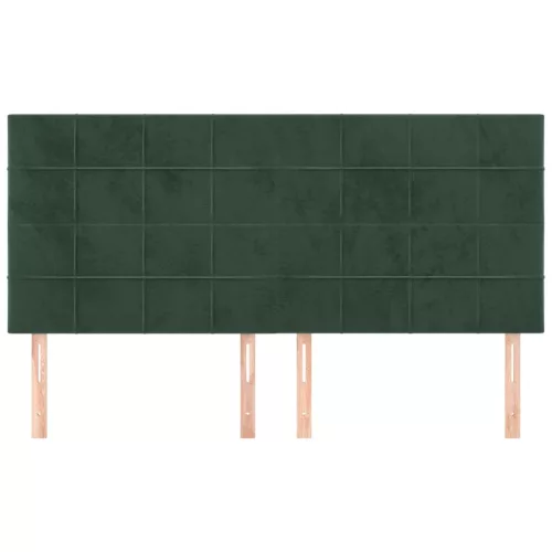 Sötétzöld bársony fejtámla 180x5x118/128 cm