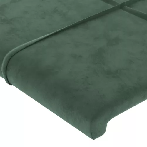 Sötétzöld bársony fejtámla 180x5x118/128 cm