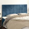 Sötétkék bársony fejtámla 180x5x118/128 cm
