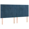 Sötétkék bársony fejtámla 180x5x118/128 cm