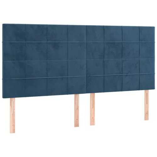 Sötétkék bársony fejtámla 180x5x118/128 cm
