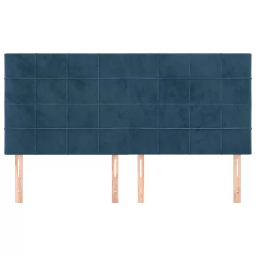 Sötétkék bársony fejtámla 180x5x118/128 cm