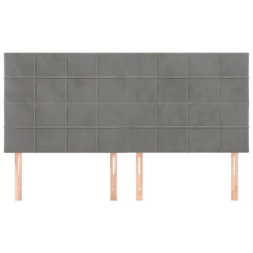 Világosszürke bársony fejtámla 200 x 5 x 118/128 cm