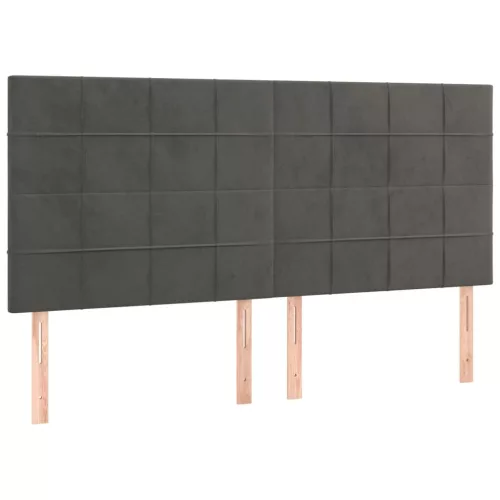 Sötétszürke bársony fejtámla 200 x 5 x 118/128 cm