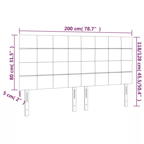 Sötétszürke bársony fejtámla 200 x 5 x 118/128 cm