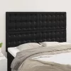 Fekete műbőr fejtámla 144x5x118/128 cm