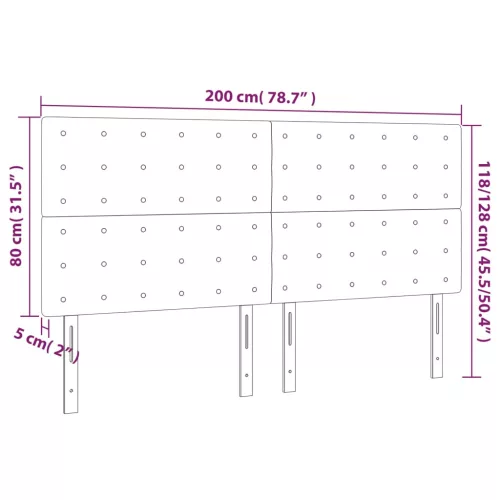 Fekete műbőr fejtámla 200 x 5 x 118/128 cm