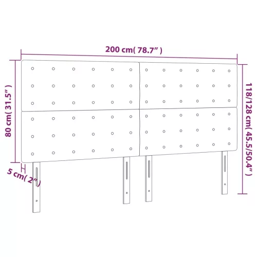 Fehér műbőr fejtámla 200 x 5 x 118/128 cm