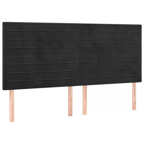 Fekete bársony fejtámla 160x5x118/128 cm