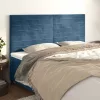 Sötétkék bársony fejtámla 160x5x118/128 cm