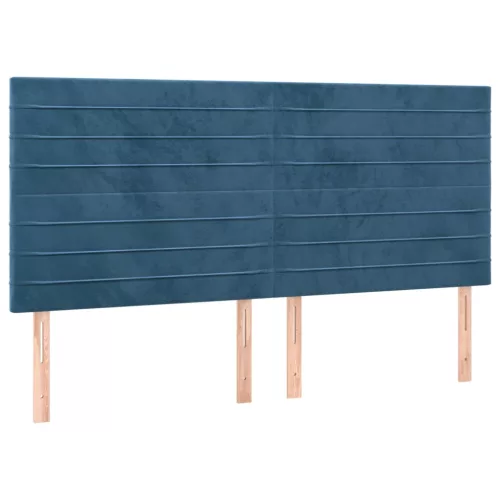 Sötétkék bársony fejtámla 160x5x118/128 cm